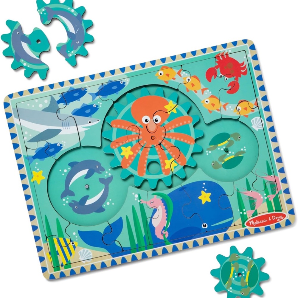 Melissa & Doug wooden underwater spinning gear puzzle